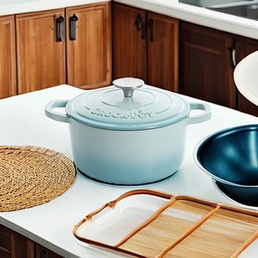 Crock-Pot Artisan 5-Quart Enameled Cast Iron Dutch Oven – Teal Ombre