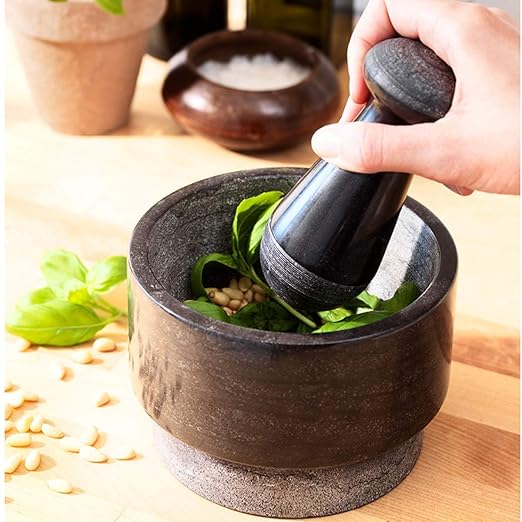 Large Reversible Marble Mortar & Pestle – Natural Stone Craftsmanship