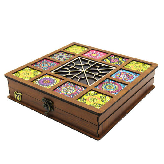 Wooden Tea Storage Box with Chests – Persian Art Design